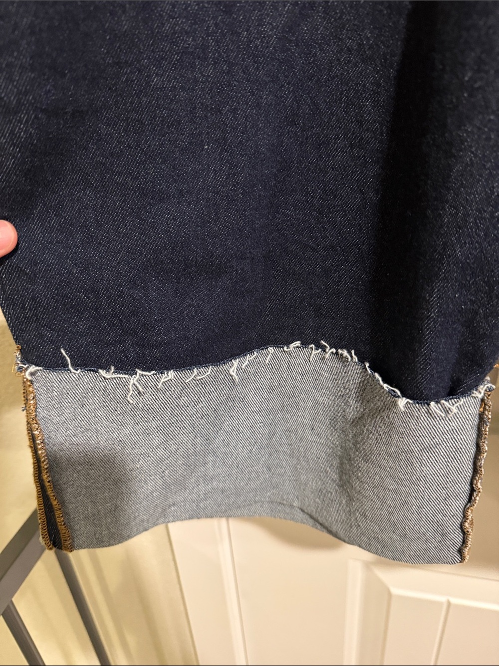 Button-Fly Dark Indigo Denim Jeans with Cuffed Hem - Picture 3 of 11